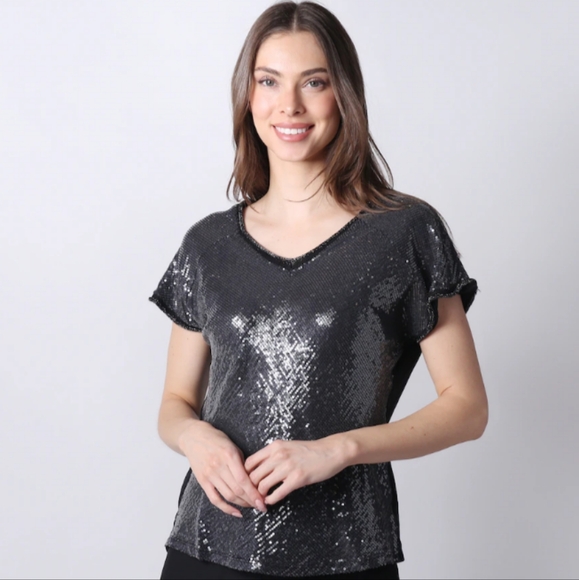 Love Tease Sequin Tee Shirt Clubbing Party Sexy Flirty Indie Sleeze Streetwear - Picture 15 of 16